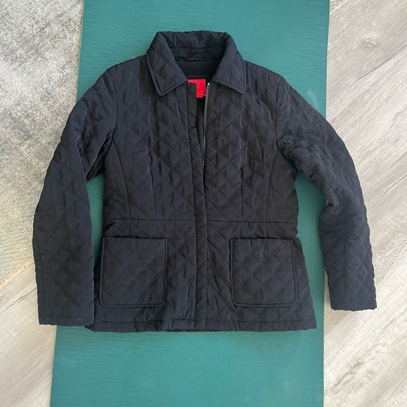 Esprit Women’s Quilted Collared Jacket Coat Black Zipper Size Large - Picture 1 of 12
